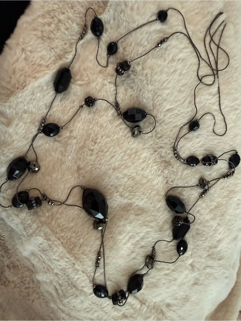 Black Long Beaded Necklace - Apt 9
